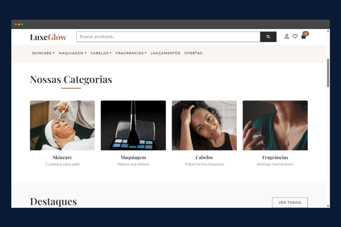 Página de Produtos em Destaque